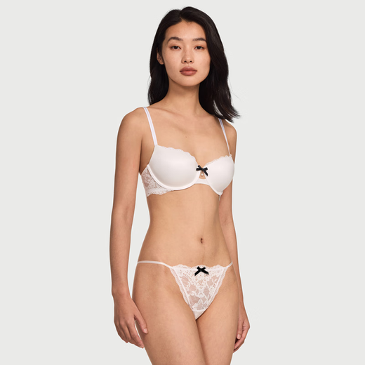 Victorias geheime sexy blumige Spitze bedeckt schlanker Bikini -Briefs Frauenunterwäsche 34Y5 Kokosnussweiß 11260353 1 S
