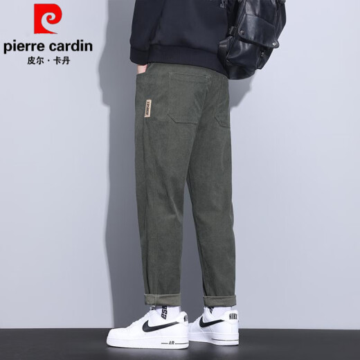 皮尔卡丹（pierre cardin）美式潮牌休闲裤男款春秋季宽松直筒裤男生新款百搭锥形九分长裤子 1049黑色 30