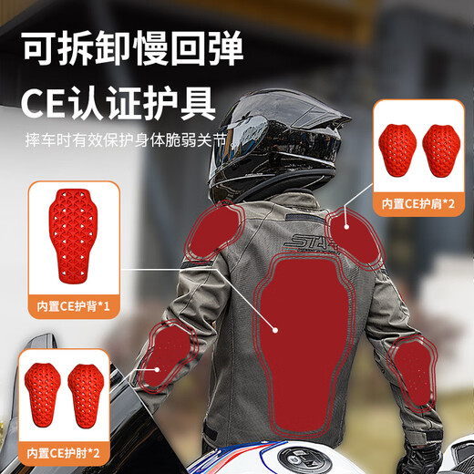 星空骑士星空骑士摩托车骑行服男夏季网眼透气摩旅机车时尚复古夹克SKJ840