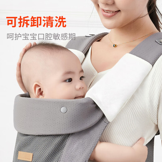 萌娃新宠抱娃神器防吐奶纯棉口水巾婴儿背带腰凳防咬巾可拆洗方便替换 肩带口水巾1对装