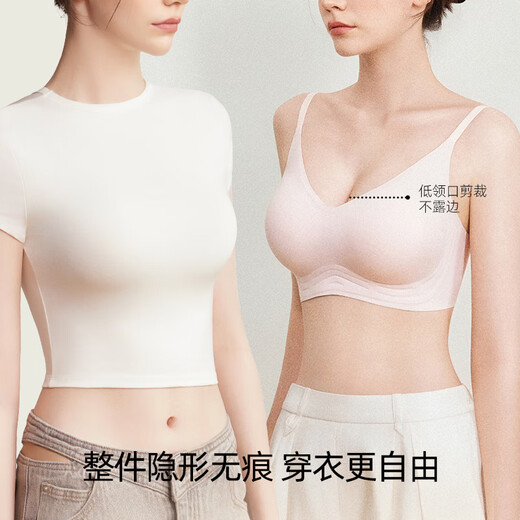幸棉外扩文胸小胸显大聚拢漫画胸厚杯垫无痕无钢圈软支撑收副乳内衣女 肤色 背扣款 M （70ABC/75AB）