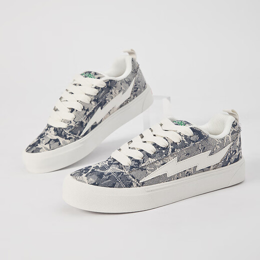 Lightning x Storm Picasso Paintings co-marqués Lightning Men and Women's Shoes for Revenge Storm Small Fragrant Pain Chaussures Couple Skate Skateboard LS-699 Starry Sky Blue 43