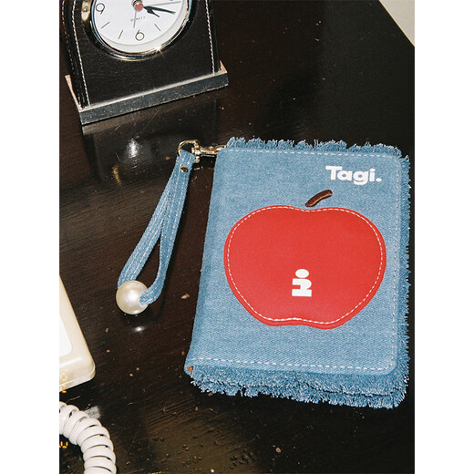 Tagi.<Ping Ping An An> Passport holder bang bang pearl document storage bag card holder coin purse New Year gift-denim