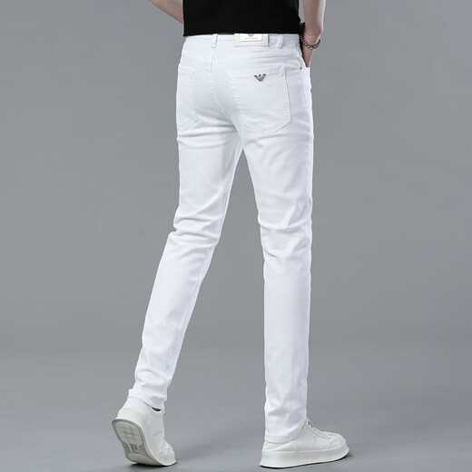ARMANI High-End-Nicht-Eisen-Mode-Mode-Jeans-Herrenmarke Slim Slim Rade-Leg Youth High-End High-End Casual Stretch Hosen hellgrau 9911 28