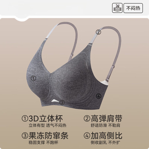 Modal underwear women's small breasts gathered, no steel rings, marks, bra lifting, upper support, anti-sagging, sexy bra new style, flower gray M 34/75ABC recommended 90-110Jin [Jin equals 0.5 kg]