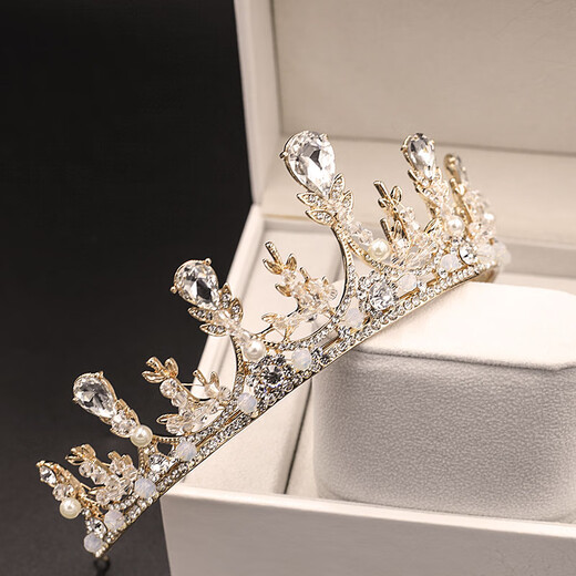 Huaiyin Crown Girl 18. Geburtstag Super Fee Braut Kopfschmuck barock koreanische Hochzeitskronmädchen Einfache Atmosphärische Prinzessin Goldene Krone