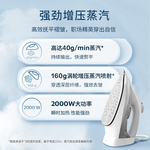 Philips Dampf Electric Iron, kleiner Handheld für den Haushaltsgebrauch, Hochleistungsfalten-Bügelmaschine, automatische Abbußen, Bügelartifakt DST5010/2000W [Dampfvolumen 40 g/min]