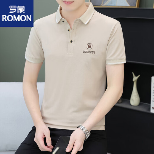 Polo bordado de la solapa de Romon Camisa 3D Cóncavo Summer Algodón puro Camiseta de manga corta Camisa de bordado casual de bordado para hombres 724 Modelos SP Lapa M 85-110Jin [Jin iguala 0.5 kg]
