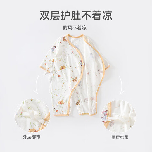 Disney baby clothes newborn summer thin jumpsuit full month baby 100-day pajamas Pooh 2 pieces 66cm