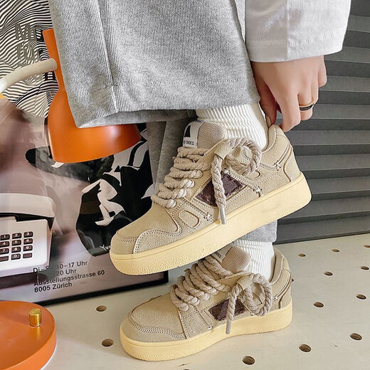 
Huilijun couple bread shoes men's new spring ins college style sports shoes versatile thick sole height-enhancing moral training shoes casual shoes 9920 khaki 40