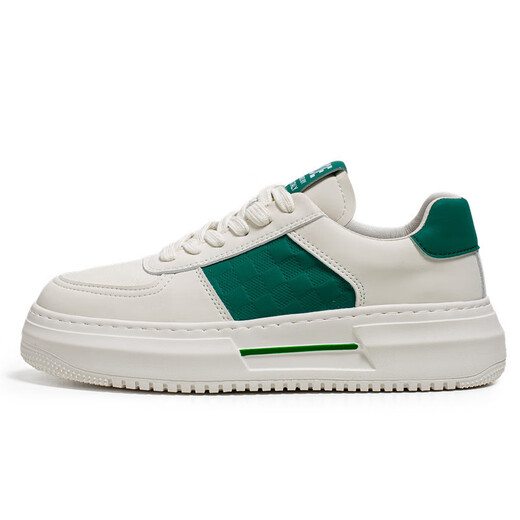 Zapatos para hombres para verano transpirable 2025 nuevos zapatos blancos pequeños para hombres estilo coreano versátil espeso deportes y zapatos casuales para hombres 9906 blanco y verde 43