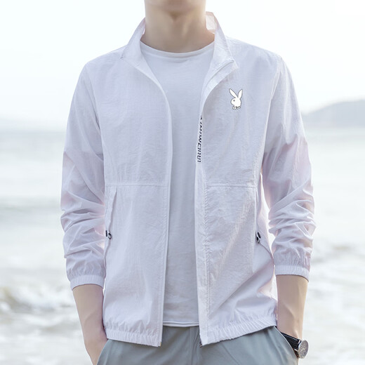 Playboy (Playboy) Sun Protection Suit Men's Men's Summer Ultra-Thin Thin Brepwable Ice Silk Outdoor Cabinage Cabinet Pêche de protection solaire Men Top Casual 9911 White M [suggéré 100-115 Jin [Jin est égal à 0,5 kg]]]
