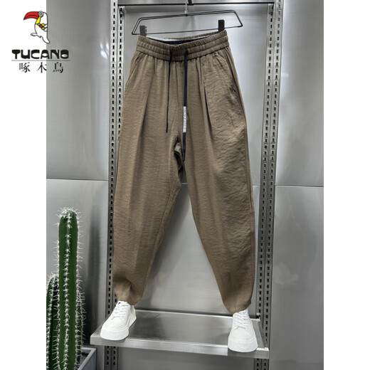 
Woodpecker (TUCANO) 2024 summer new cotton and linen breathable drooping casual pants for men's trendy loose pleated Harem radish pants Black 4XL Recommended 190-210Jin [Jin equals 0.5 kg]