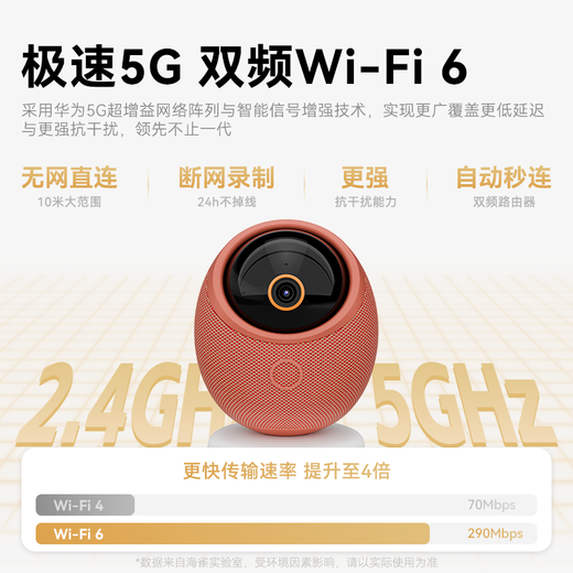 华为智选800万摄像头家用监控器360度无死角带夜视全景具身智能一呼即应 海雀室内看护家居美学雀蛋Max
