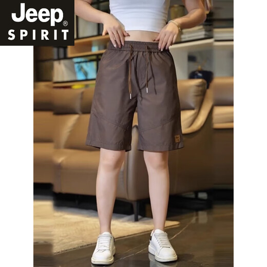 
JEEP SPIRIT2025 new ice silk shorts men summer thin milk silky breathable workwear sports and casual five-point pants men HB6630 brown M