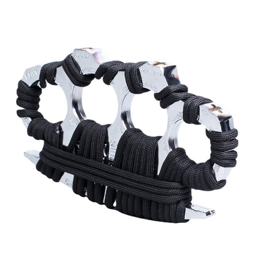 Zinc alloy reinforced finger tiger, self-defense ring, compact self-defense iron fist, finger guard, anti-wolf weapon, fighting equipment, thickened black, exquisite and corded 1 piece