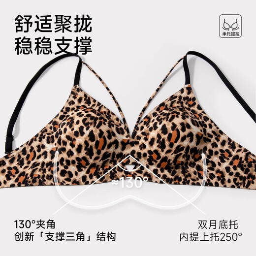 Catman Leopard Print Women's Underwear Women's Small Breast Push Up Show Big Bra Seamless Wireless Pull-up Anti-sagging Sexy Bra