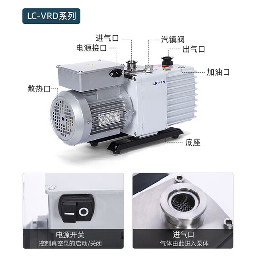Funwudou customized rotary vane vacuum pump 2xz bipolar laboratory air conditioner refrigerator industrial air pump oil dry vortex pump basic model 2XZ-1 (pumping speed 1L/S)