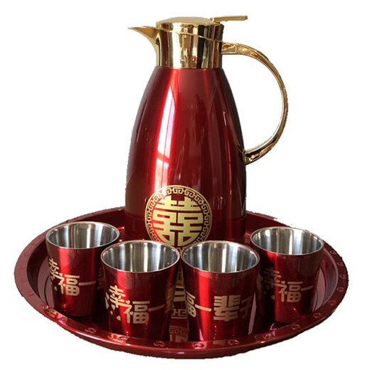 
Thermal pot, wedding dowry, a pair of wedding thermal pot, kettle, thermos, 304 stainless steel, household dustproof pot, dragon and phoenix, 1 pot + 2 cups + 1 12101