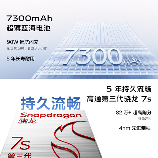 Vivo Y300 Pro+ 8GB+256GB Star Silver National Subsidy 7300mAh Blue Ocean Battery Third Generation Snapdragon 7s Diamond Rock Architecture AI Phone