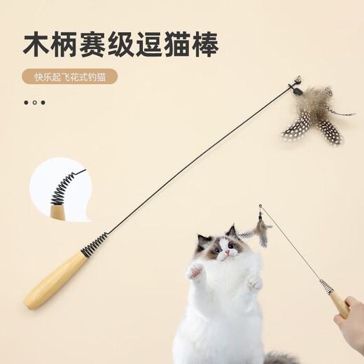 CFA Cat Cat Stick Long Rod Cat Toy Small Flying Insect Feather Replacement Head Bite-resistant Kitten Supplies Cat Self-Happiness (Ready Stock Quick Delivery) - Store Manager Small Profits but Quick Turnover (No Rod/Replacement Head) 1 Replacement Head