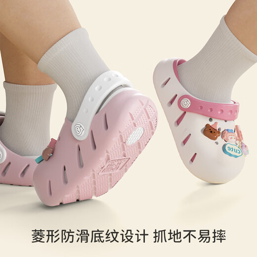 SEVEN ONLY OLINE acrylic shoe flower DIY children's clog shoes for women summer with heel two-color removable soft bottom EVA baby sandals pink 17 cm inner length 170 foot length about 16-16.5 to wear