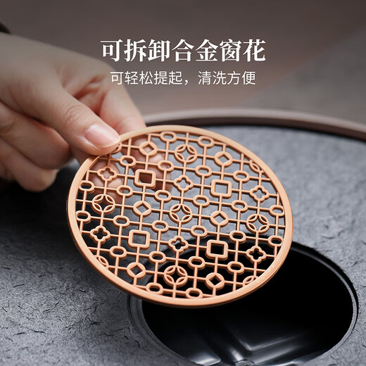 Shangyanfang natural black gold stone tea tray household round kung fu tea set tray water storage small tea table tea sea
