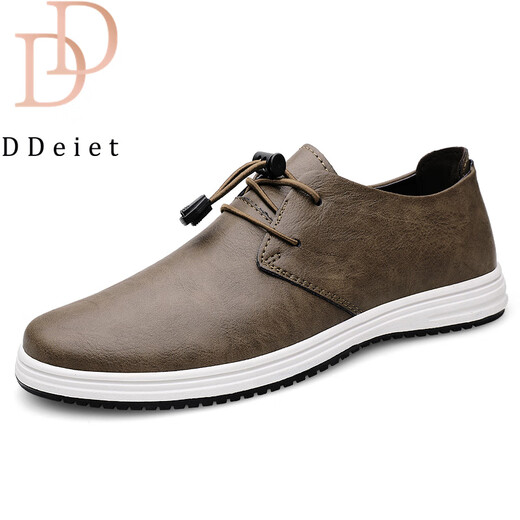 DDeiet brand men's shoes new trendy retro business casual all-match sneakers men's genuine leather soft-soled leather shoes men's khaki brand men's shoes 41 (255mm) leather shoe size