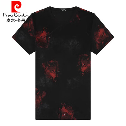 
Pierre cardin ice silk t-shirt men's short-sleeved summer new T-shirt round neck top men's burnt flower hollow domineering personality t-shirt blue 9767 XL 175