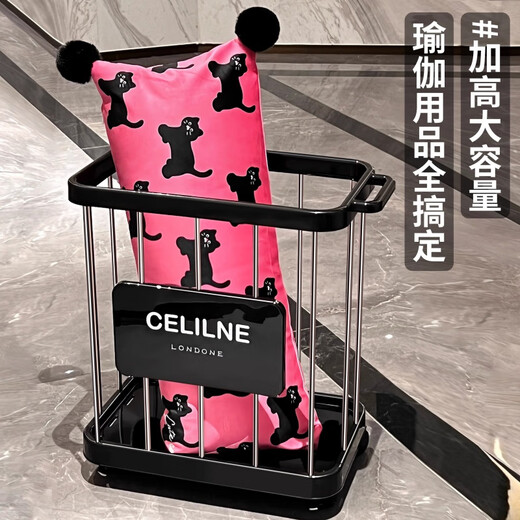 WCZ德国高颜值瑜伽垫收纳筐家用哑铃健身运动器材篮球类收纳架夹缝 瑜伽垫收纳架(黑银)