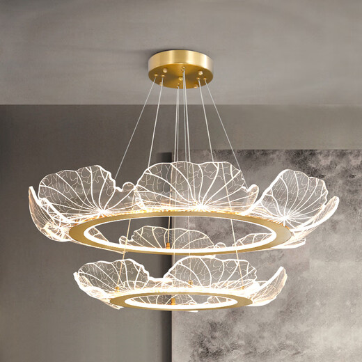 Leshi NUEVA sala de estar china Candelier Estilo chino Zen Modern Atmosférica Luz de restaurante de lujo Sala de té Sala de té JQXD9755D/Tres colores + Tallado esencial Acrílico