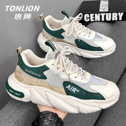 Tang Lion (Tonlion) Herrenschuhe Sommer Mesh Schuhe Herren Trendy Casual Sports Schuhe Herrendicke Vaters Schuhe Trendy Schuhe Reisgrün Größe 42