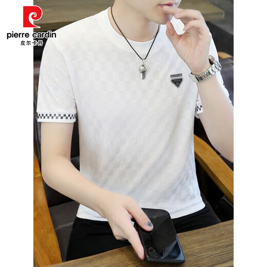 Pier Cardin Summer Hielo para hombres Seda Camiseta de manga corta Slim Camiseta de secado rápido a media manga delgada Top de modernas altas altas altas tierras [de dos piezas] 890 White + 698 White XL 130-145Jin [Jin iguala 0.5 kg]