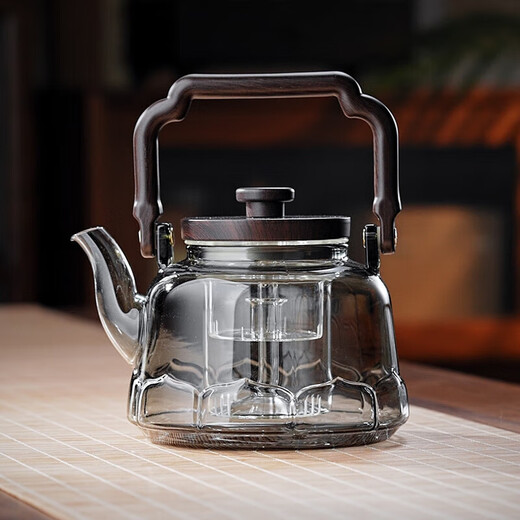 Quandu thickened glass steaming integrated teapot heat-resistant glass tea boiler teapot steaming teapot lifting beam tea set