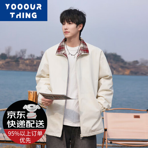 YOOOURTHING外套男2025春秋季青少年学生宽松百搭潮流帅气百搭夹克男上衣服 HJ25189-黑色（春秋季） XL 【建议125-150斤】