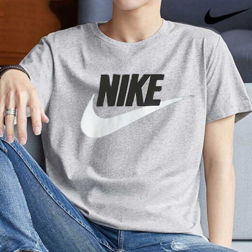 Nike (Nike) Camiseta deportiva de algodón de algodón puro de manga corto gris Floja de cinco trimestres de cinco cuartos