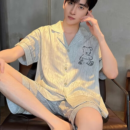 Langsha 2025 Nouveau été à glace fraîche de glace à manches courtes pour hommes à manches courtes pour hommes à la mode pour les vêtements de vêtements pour garçons. Ice Silk 6627 L Hauteur recommandée 170, poids 100-130