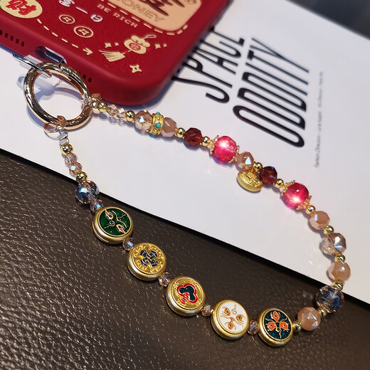 Zhenge God of Wealth de richesse Yuanbao Pendant la chaîne mobile Mobile Ins Fortune Bracelet Bracelet Short Niche Pendentif Hobe de poignet de perle