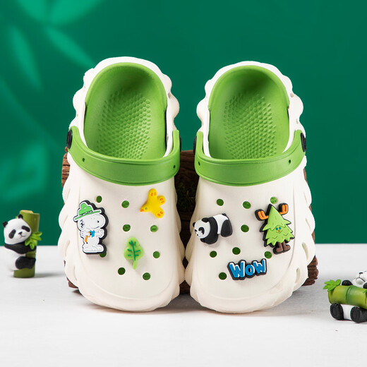 Snoopy Snoopy Kinderschuhe Kinderlochschuhe mittlere Grinse Gartenschuhe Jungen und Mädchen im Freien Sandalen 1109 Weiß und Grün 34