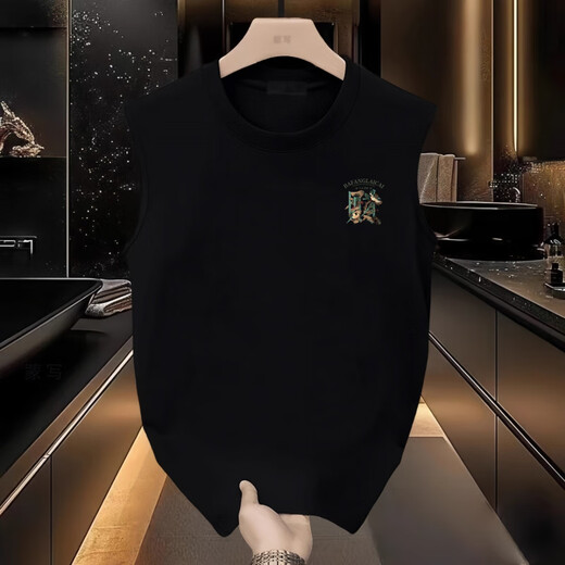 Jingpufei Herren-Weste T-Shirt Personalisierte gedruckte Sommer Lose Sports Top 829 Weste Schwarz S