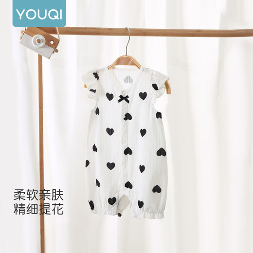 优奇婴儿衣服夏季薄款超萌女宝宝连体衣满月百天公主外出哈衣爬服夏装