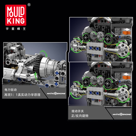 
Yuxing Mowang flagship store new product BGT supercar W16 engine plug-in building block model electric toys boy birthday gift [electric] PAGV8 engine 761 pellets