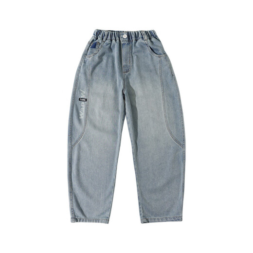 Snoopy Official Boys Jeans Tennis Sommer Dünner Stil 2025 Kinder hübsche Scimitar Hosen Jungen Eis Seide Straight Hosen Hellblau-Summer Thin Style 140 cm