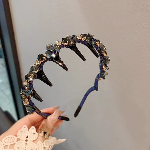 Idel hairband female Korean version 2025 new forest fairy headwear high-end hairpin crystal hair accessories F3290 sea blue hairband