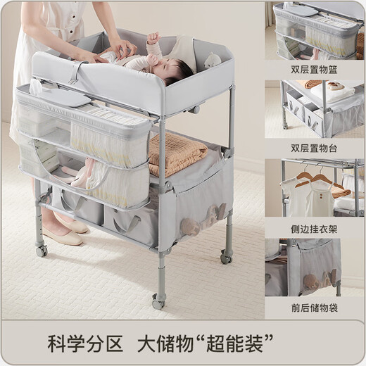 RESFOR Diaper Table Baby Care Table Newborn Meeting Gift Diaper Change and Touching and Bathing Multi-function Foldable Mint Green丨Diaper Table Only