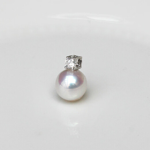 DR-FLVVS single pearl pendant without chain. Princess style pearl pendant with strong light comparable to akoya18K 18K white warm pink freshwater pearl without chain 9.6-10mm