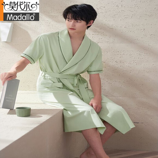 Nightgown modal Men's Men's Summer à manches courtes coton pur Bathrobe mi-longueur Japonais japonais Vêtements de maison de grande taille pour hommes Yukata 72xuan753 Drop gris coton pur coton pur de nuit à manches courtes M.