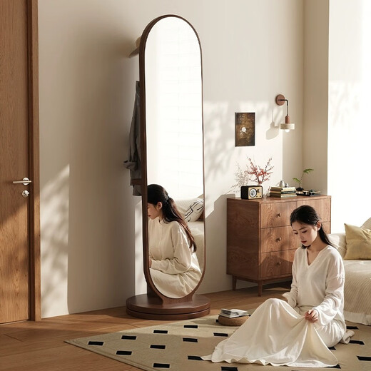 Yimo rotating dressing mirror home floor mirror hanging coat rack integrated mirror girls bedroom removable dressing mirror white