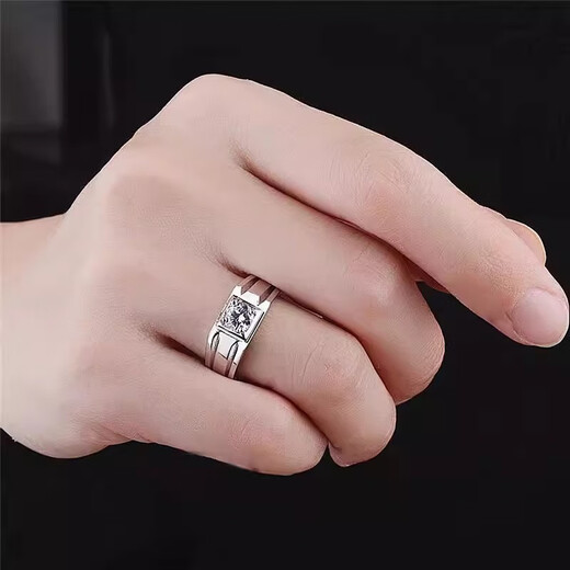 RHM platinum ring men's moissanite diamond platinum ring high-end fashion temperament engagement birthday gift for boyfriend platinum moissanite ring + certificate + gift box