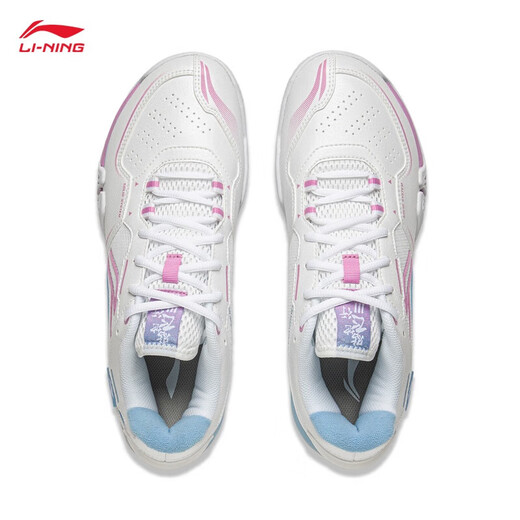 Li Ning (LI-NING) ground flying 3 LITE badminton shoes 2025 new competition training wide last sports shoes wear-resistant and comfortable AYTV003-1 standard white wide last 42 (265mm) 9